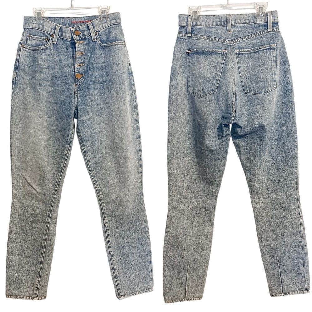 Alice + Olivia Good High Rise Exposed Button Skinny Jeans